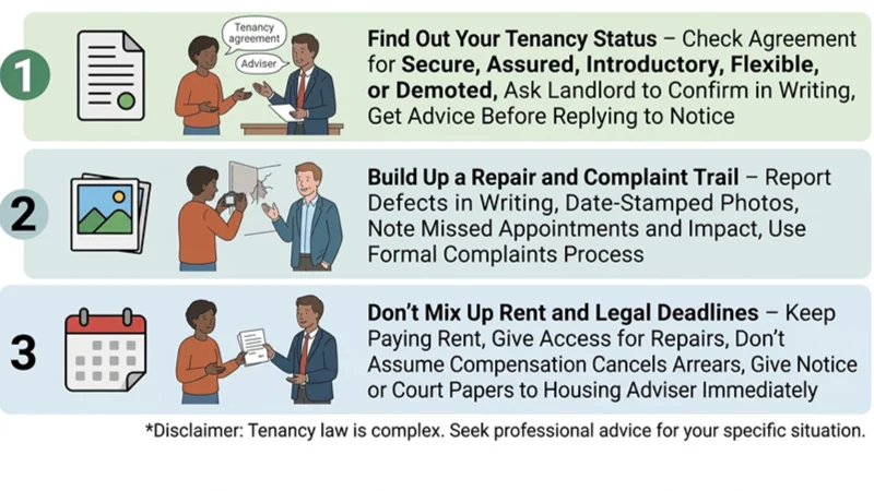 An infographic illustrating a three-step guide to protecting a tenancy.